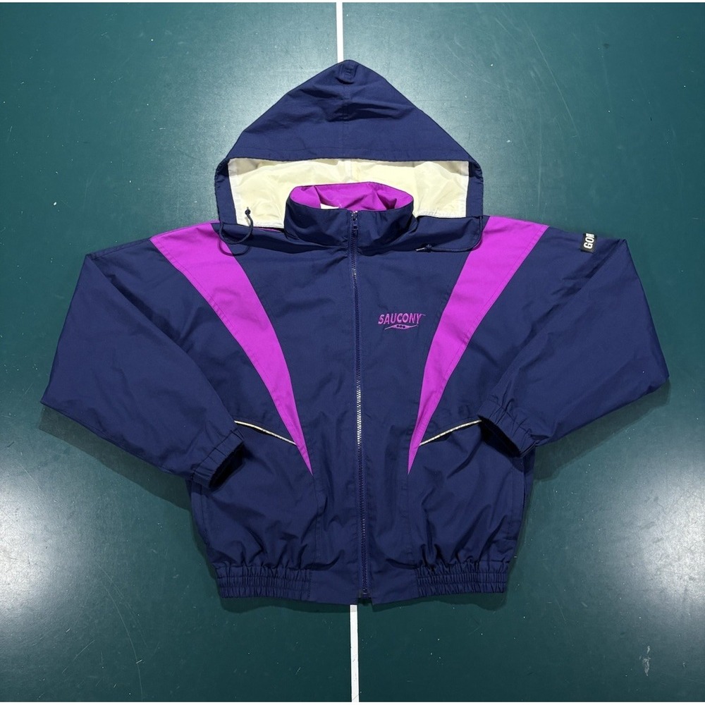Vintage Saucony Gore-Tex Windbreaker Jacket Womens Large Purple Pink Running